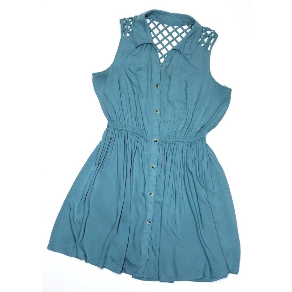 Midnight Sky Light Blue Sleeveless Lattice Dress - Picture 1 of 6
